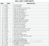 Parts list for model: BGB30-BQRL