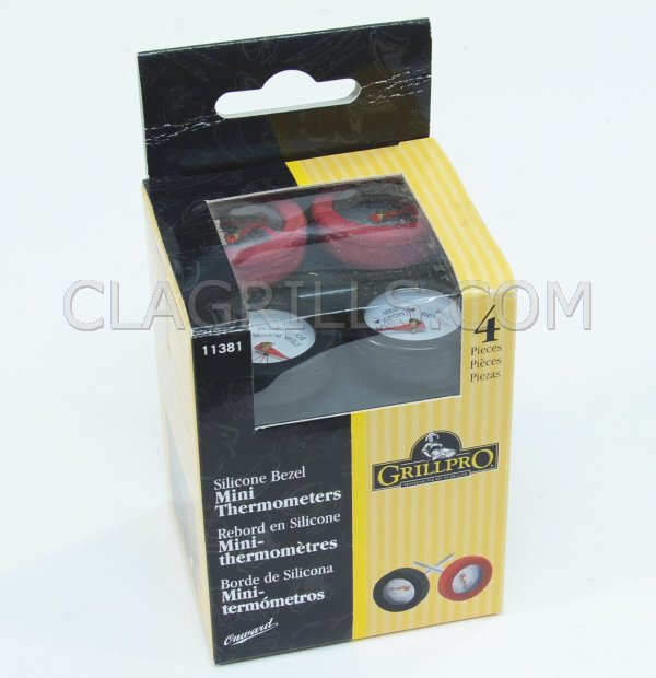 Grill Pro Mini Meat Thermometers with Bezels, 4 Pack